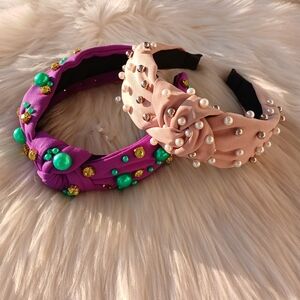 Headband Set Beaded Pearls Pink Purple Green Rhinestones Headbands Hair Care